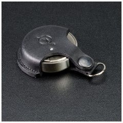 "OL-КОМПАКТ 30" Премиальная металлическая оснастка для печати в кожаном чехле с кристаллом SWAROVSKI (диаметр печати 30 мм.)