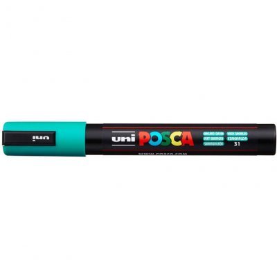 Маркер POSCA PC-5M, изумрудно-зеленый, 1.8 - 2.5 мм, пулевидный наконечник №31