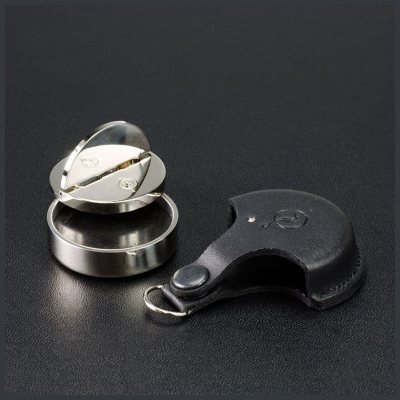 "OL-КОМПАКТ 45" Премиальная металлическая оснастка для печати в кожаном чехле с кристаллом SWAROVSKI (диаметр печати 45 мм.)