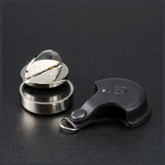 "OL-КОМПАКТ 45" Премиальная металлическая оснастка для печати в кожаном чехле с кристаллом SWAROVSKI (диаметр печати 45 мм.)