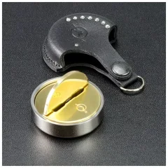 "OL-КОМПАКТ-Кристалл 40" Металлическая оснастка для печати в кожаном чехле чёрного цвета кристаллами Swarovski (диаметр печати 40 мм.)