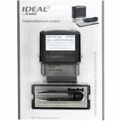 IDEAL 4912/DB Typo Автоматический самонаборный штамп 4 строки, 1 касса (штамп  47 х 18 мм)