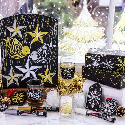 Набор меловых маркеров Uni Chalk 5M 1,8-2,5мм Стандартные цвета, в пластиковой упаковке, 6 шт