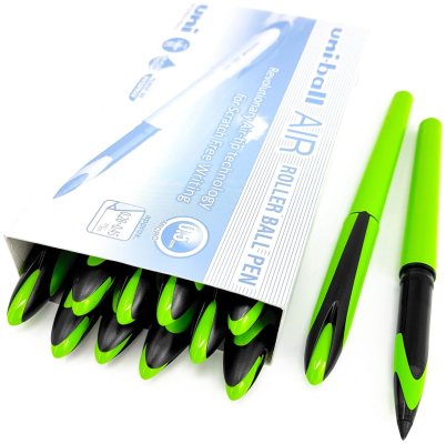 12 штук - Ручка - Роллер Uni-Ball AIR UBA-188EL-M Зелёный корпус, Синие чернила, шарик 0.5 мм/линия 0.28-0.45 мм