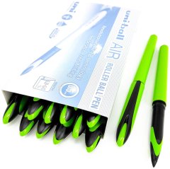 12 штук - Ручка - Роллер Uni-Ball AIR UBA-188EL-M Зелёный корпус, Синие чернила, шарик 0.5 мм/линия 0.28-0.45 мм