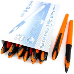 12 штук - Ручка - Роллер Uni-Ball AIR UBA-188EL-M Оранжевый корпус, Синие чернила, шарик 0.5 мм/линия 0.28-0.45 мм