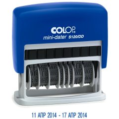 COLOP S120/DD Мини-датер с 2-мя датами, высота шрифта 3.8 мм, месяц БУКВАМИ