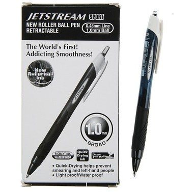 12 штук - Шариковая ручка Автоматическая UNI Jetstream SXN-150S38  чёрный корпус/синие чернила, шарик 0.38 мм/линия 0.25 мм