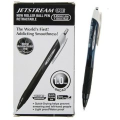 12 штук - Шариковая ручка Автоматическая UNI Jetstream SXN-150S38  чёрный корпус/синие чернила, шарик 0.38 мм/линия 0.25 мм