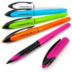 Набор ручек-роллеров Uni-Ball AIR UBA-188EL-Micro ЦВЕТНЫЕ корпуса, синие чернила, шарик 0.5 мм/линия 0.28-0.45 мм