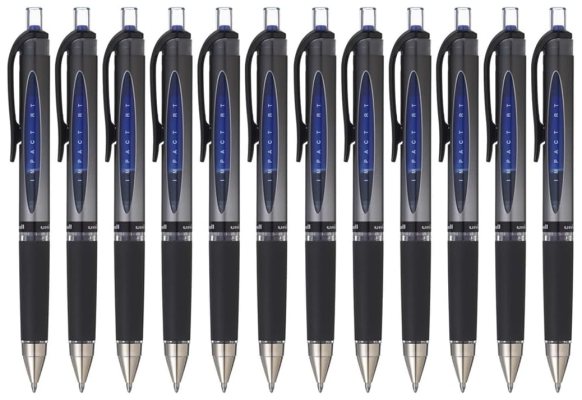 12 штук - Гелевая ручка  Uni-Ball Gel Impact RT umn-152S шарик 1 мм/линия 0.7 мм СИНЯЯ