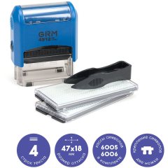 GRM 4912 P3 Typo Автоматический самонаборный штамп 4 строки, 2 кассы (штамп 47 х 18 мм)