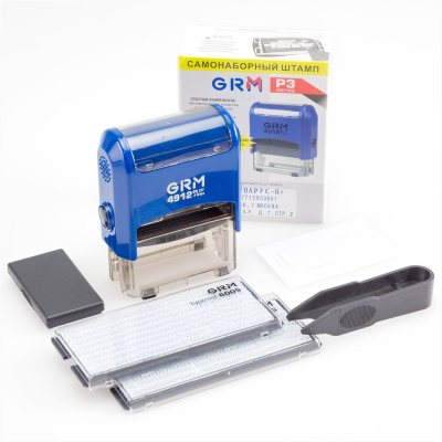 GRM 4912 P3 Typo Автоматический самонаборный штамп 4 строки, 2 кассы (штамп 47 х 18 мм)