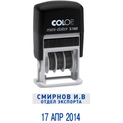 COLOP S160 Мини-датер 3,8 мм. со свободным полем 25х5 мм, месяц БУКВАМИ