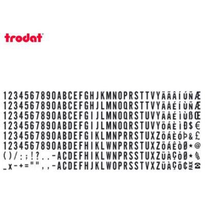 TRODAT 6004L КАССА ЛАТИНСКИХ БУКВ И ЦИФР ВЫСОТОЙ 4ММ, без пинцета