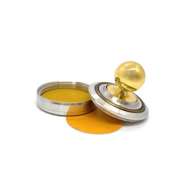 "Радий 42КП" Металлическая оснастка для печати с кнопкой и встроенной штемпельной подушкой (диаметр печати 42 мм.) КЛАСС_ЛЮКС