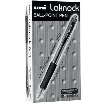 12 штук - Шариковая ручка Автоматическая UNI Laknock SN-100 шарик 0.5 мм/линия 0.25 мм