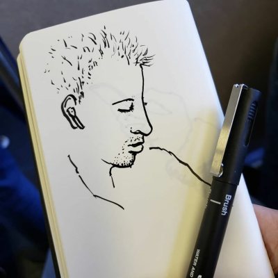 3 штуки - Линер Uni Pin BR-200 Fine Line brush, Чёрная кисть