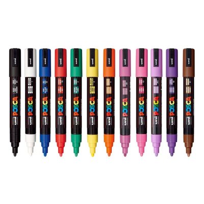 Набор из 12 акриловых маркеров POSCA PC-5M «Популярные цвета», в пластиковой упаковке, 12 шт