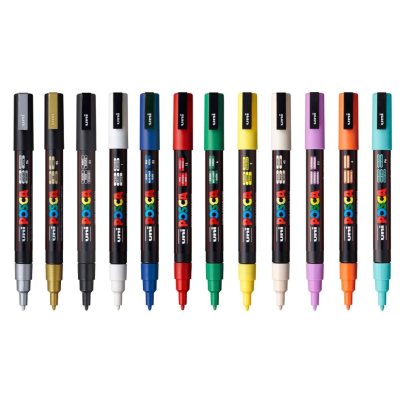 Набор из 12 акриловых маркеров POSCA PC-3M «Популярные цвета», в пластиковой упаковке, 12 шт