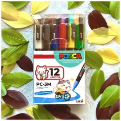 Набор из 12 акриловых маркеров POSCA PC-3M «Популярные цвета», в пластиковой упаковке, 12 шт