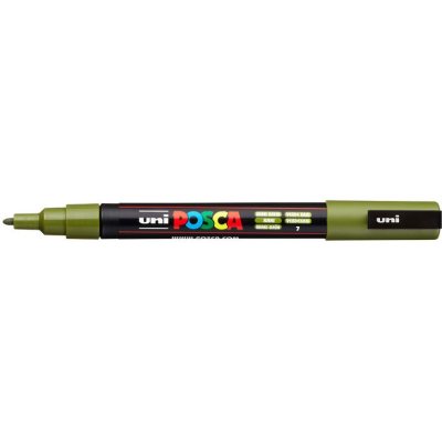 Маркер POSCA PC-3M, хаки, 0.9 - 1.3 мм, пулевидный наконечник №7